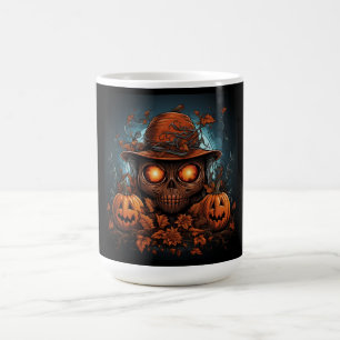 Floral Jack-o-Lanterns and Skull Coffee Mug