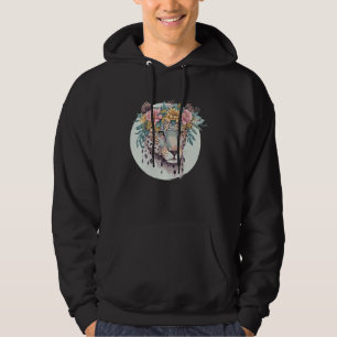 Floral Jaguar Flower Crown Watercolor Animal Hoodie