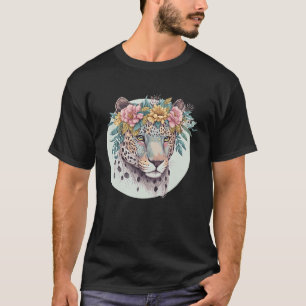 Floral Jaguar Flower Crown Watercolor Animal T-Shirt