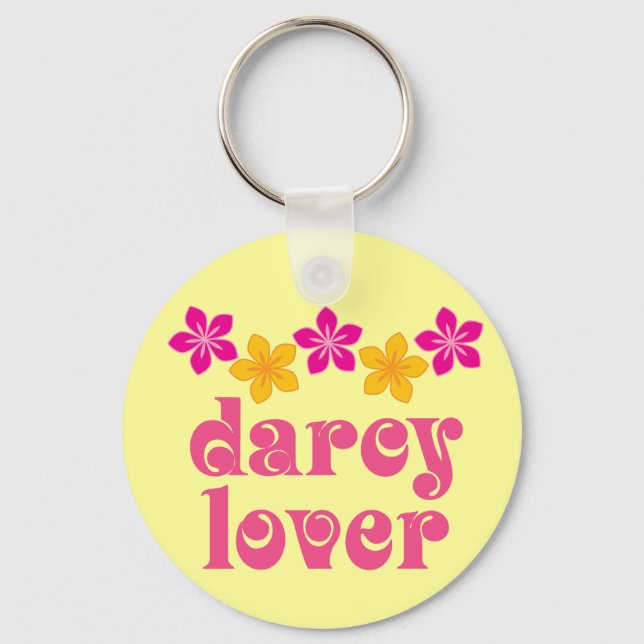 Floral Jane Austen Darcy Lover Gift Key Ring (Front)