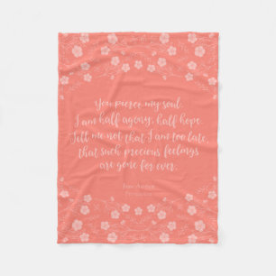 Floral Jane Austen Persuasion Love Letter Quote Fleece Blanket