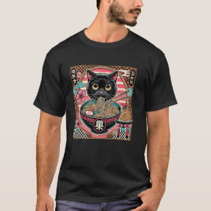 Floral Japanese Art Kitten Lover Cute Ramen Cat 1 T-Shirt