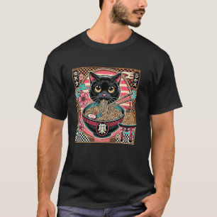 Floral Japanese Art Kitten Lover Cute Ramen Cat 1 T-Shirt