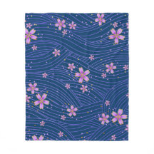 Floral Japanese Blue And Pink Sakura Petal Pattern