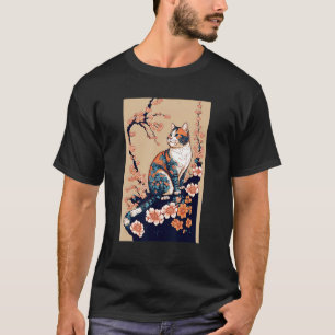 Floral Japanese Cat T-Shirt