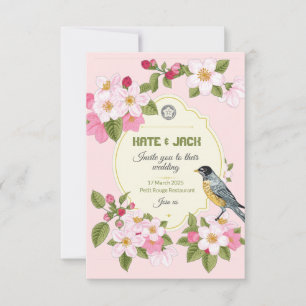 Floral Japanese style Wedding Invitation