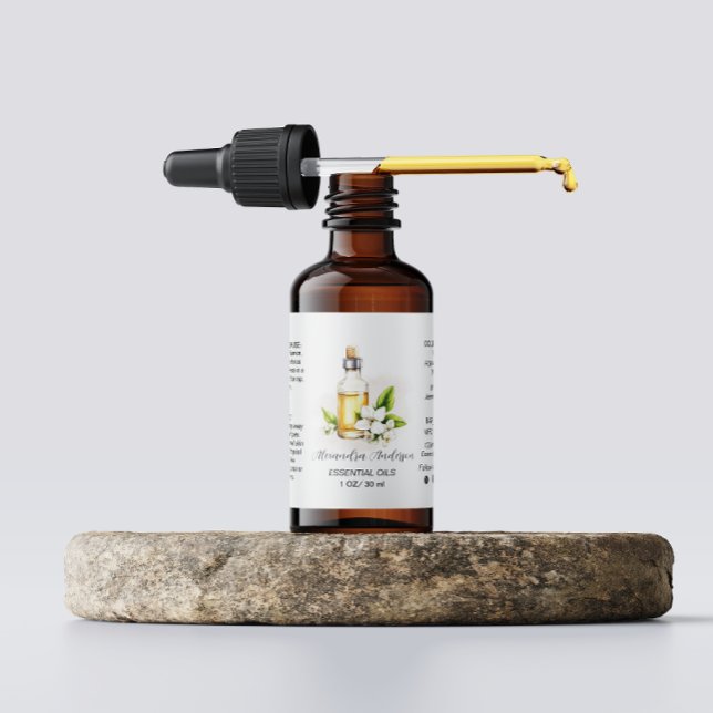 Floral Jasmine Essential Oils Greenery Watercolor Label (Floral Jasmine Essential Oils Greenery Watercolor Label)