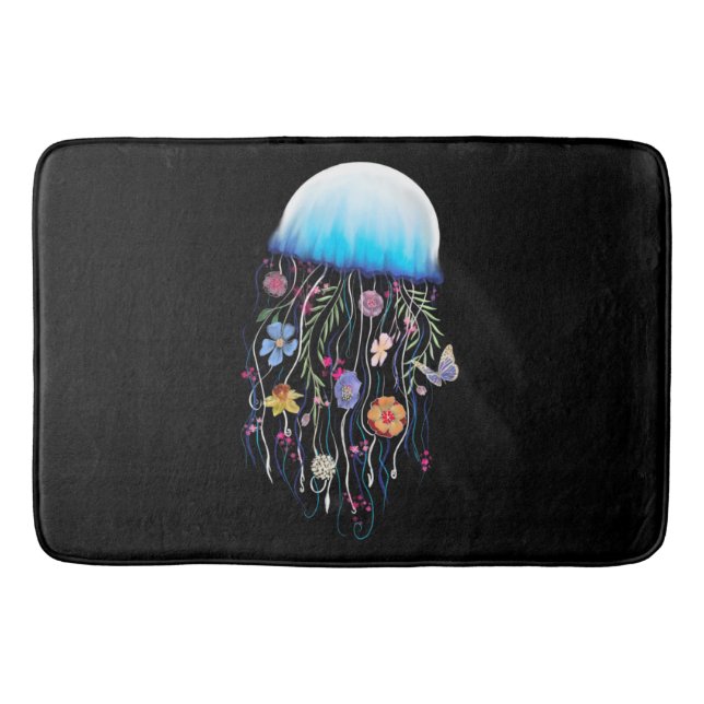 Floral Jellyfish  Bath Mat (Front)