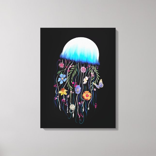 Floral Jellyfish Canvas Print (Front)