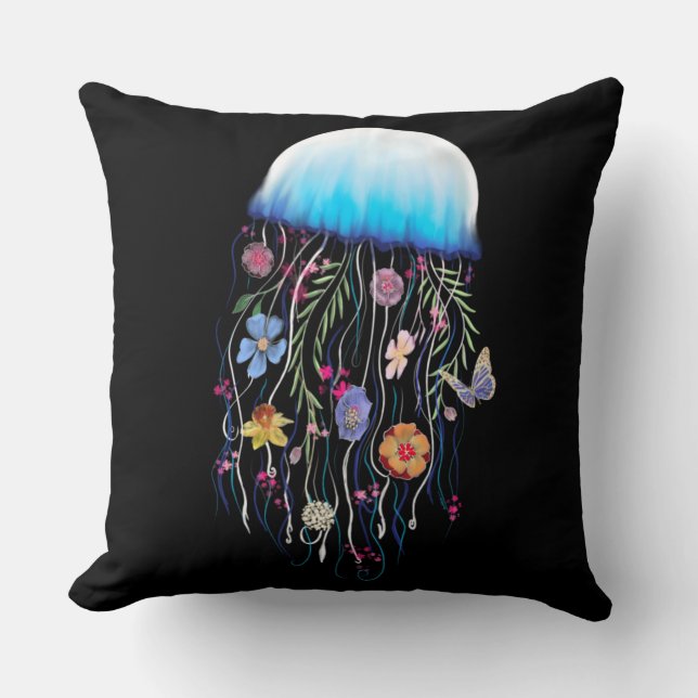 Floral Jellyfish  Cushion (Front)