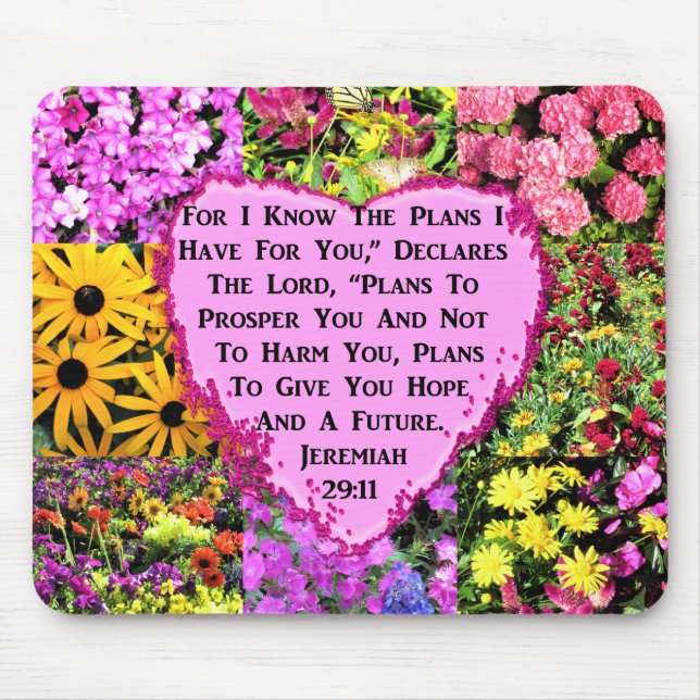 FLORAL JEREMIAH 29:11 PHOTO DESIGN MOUSE MAT (Front)