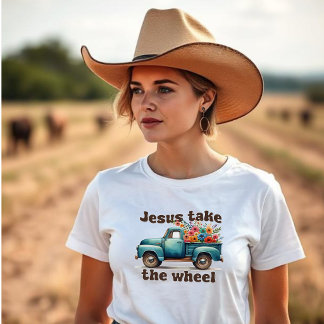 Floral Jesus Take the Wheel - Country Truck T-Shirt