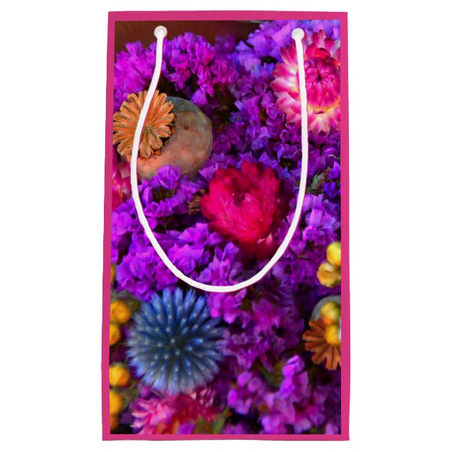 Floral jewel coloured  small gift bag (Front)