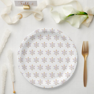 Floral Jewish Star Paper Plates