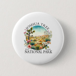 Floral Joshua Tree National Park Hiking Camping Ou 6 Cm Round Badge