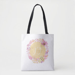 Floral Joy of the Lord Watercolor Tote Bag