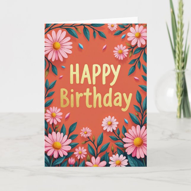 Floral Joyful Birthday Card (Front)