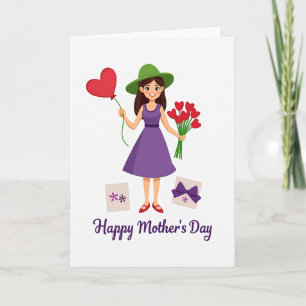 Floral Joyful Woman Card