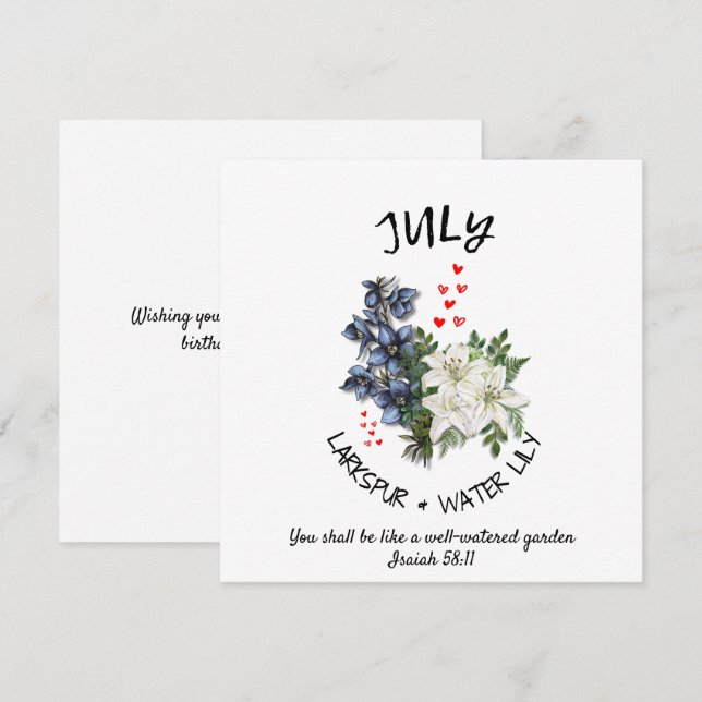Floral JULY Birth Month Flower Custom Christian  (Front/Back)
