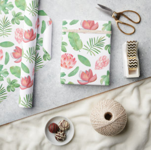 Floral Jungle Safari Baby Shower Tropical Floral Wrapping Paper