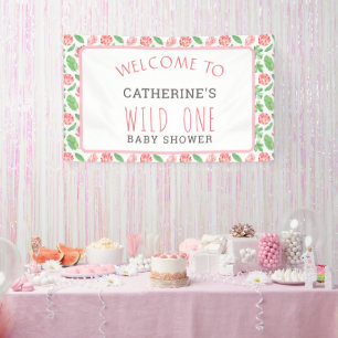 Floral Jungle Safari Girl Baby Shower Welcome Banner