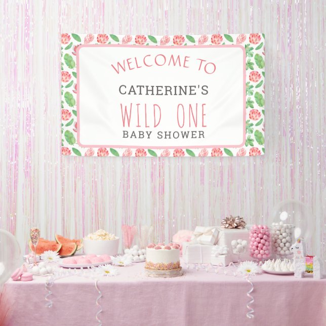 Floral Jungle Safari Girl Baby Shower Welcome Banner (Party)