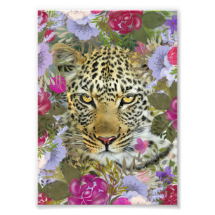 Floral Jungle Safari Leopard Painting Photo Print