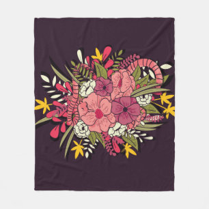 Floral Jungle Snakes Tropical Vintage Fleece Blanket