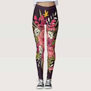 Floral Jungle Snakes Tropical Vintage Leggings