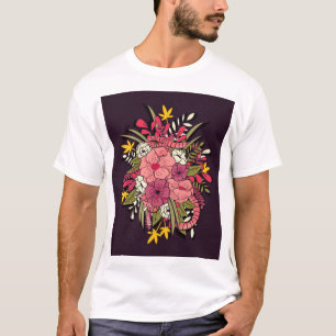 Floral Jungle Snakes Tropical Vintage T-Shirt