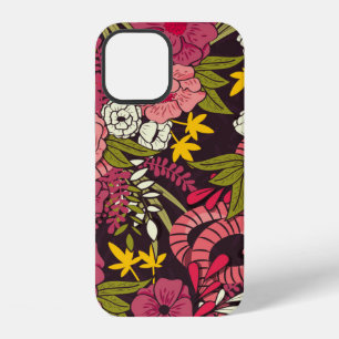 Floral jungle with snakes pattern, tropical flower iPhone 12 case
