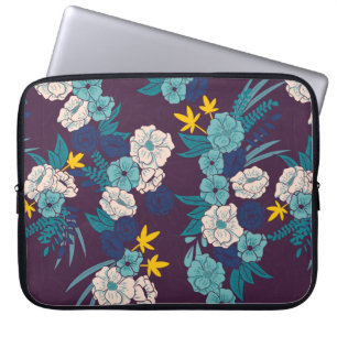 Floral jungle with snakes seamless pattern, tropic laptop sleeve