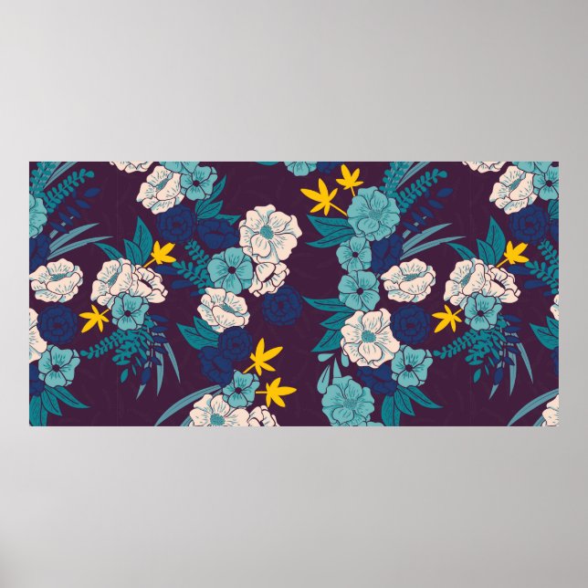 Floral jungle with snakes seamless pattern, tropic poster (Front)