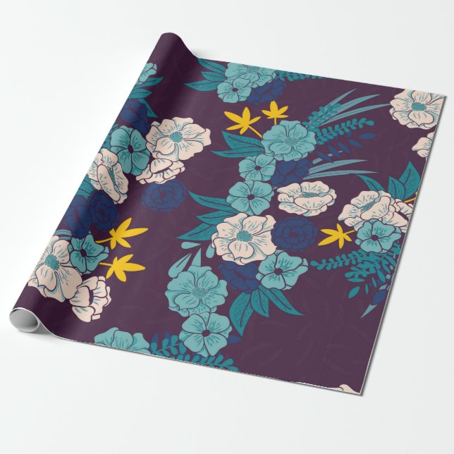 Floral jungle with snakes seamless pattern, tropic wrapping paper (Unrolled)