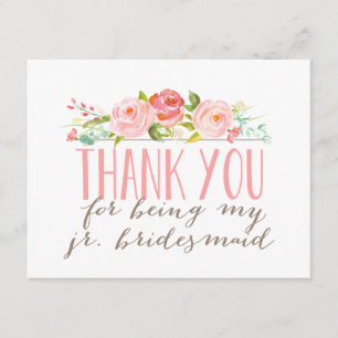 Floral Junior Bridesmaid Thank You Card