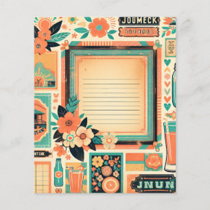 Floral Junk Journal Page Peach & Teal Southern