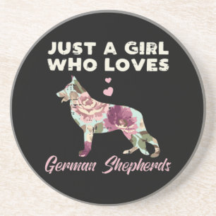 Floral Just A Girl Who Loves German Shepherd Coaster