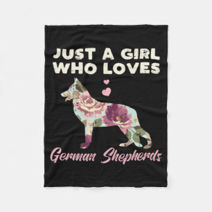 Floral Just A Girl Who Loves German Shepherd Fleece Blanket