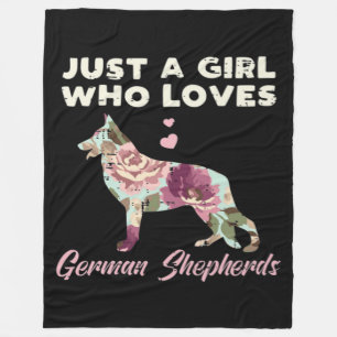 Floral Just A Girl Who Loves German Shepherd Fleece Blanket