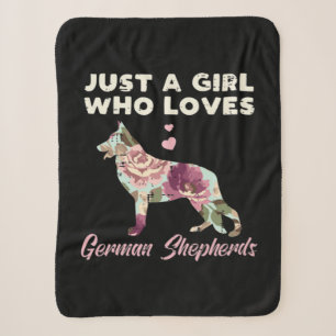 Floral Just A Girl Who Loves German Shepherd Sherpa Blanket