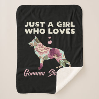 Floral Just A Girl Who Loves German Shepherd Sherpa Blanket