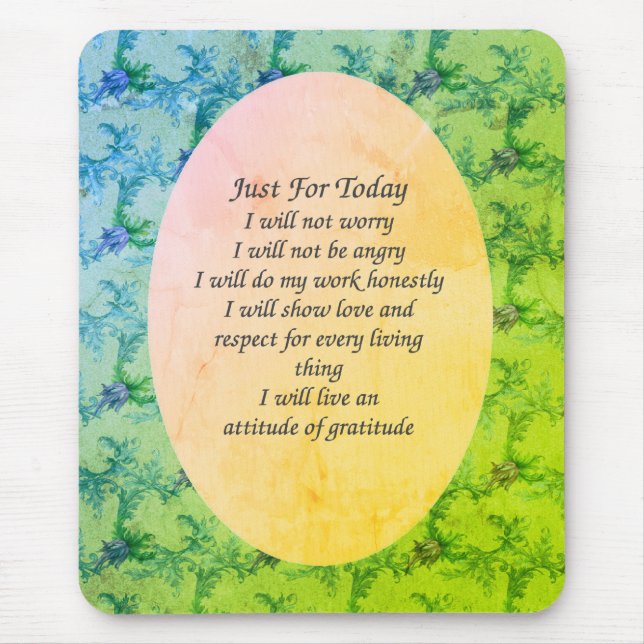 Floral Just For Today Inspirational Mouse Mat (Front)