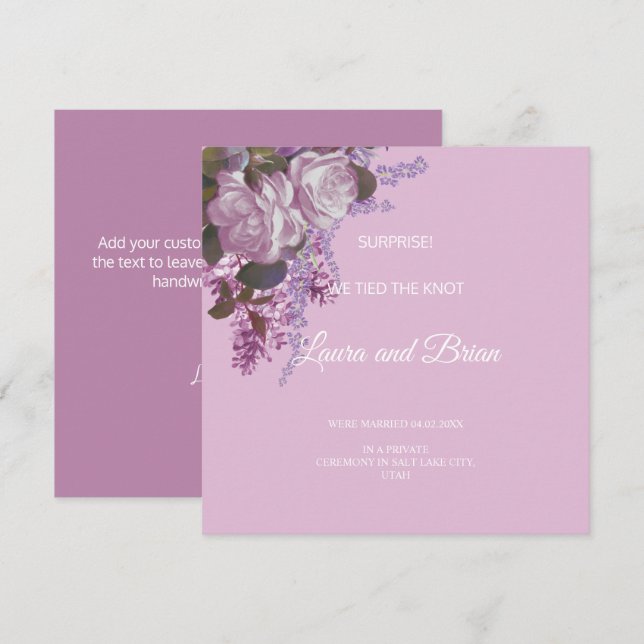 Floral, Just Married Wedding Announcement (Front/Back)