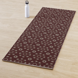 Floral Kabul Coffee And Purple Yoga Mat