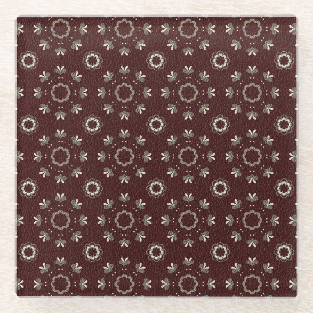 Floral Kabul Coffee Light Glass Coaster (Front)