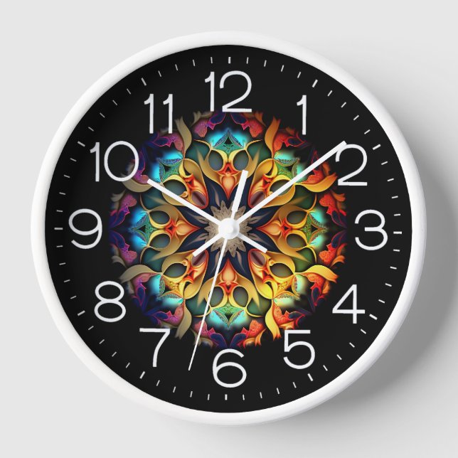 Floral Kaleidoscope Design-44656 Clock (Front)