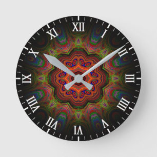 Floral Kaleidoscope Design Round Clock