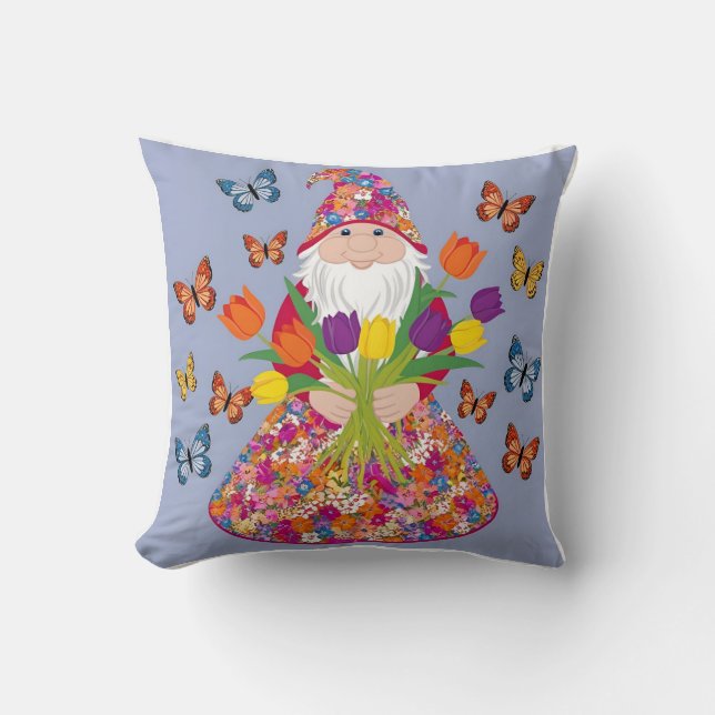 Floral Kaleidoscope Gnome for Mum Cushion (Front)