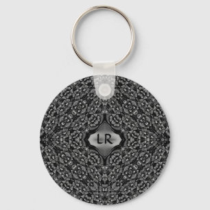 Floral kaleidoscope monogram key ring