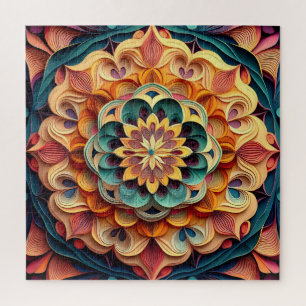 Floral Kaleidoscope Pattern Challenging Jigsaw Puzzle